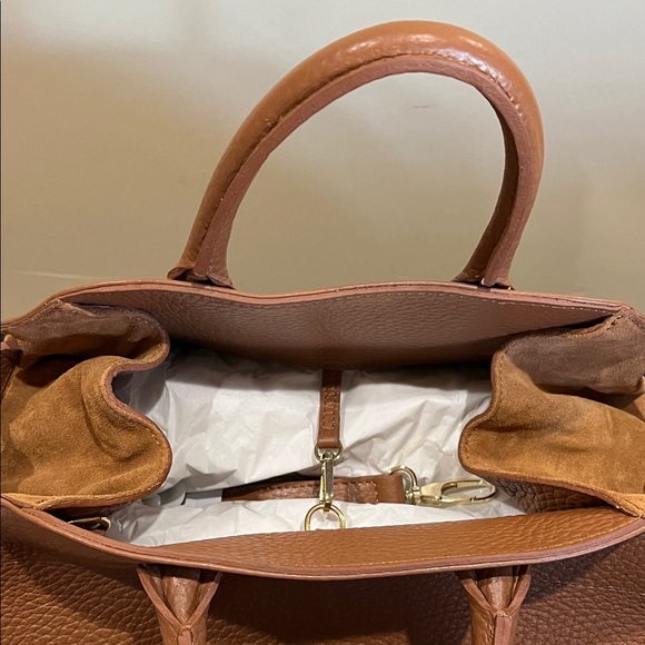 Anna Paola | Italian Leather Satchel w/ Crossbody & Scarf - Picture 5 of 17